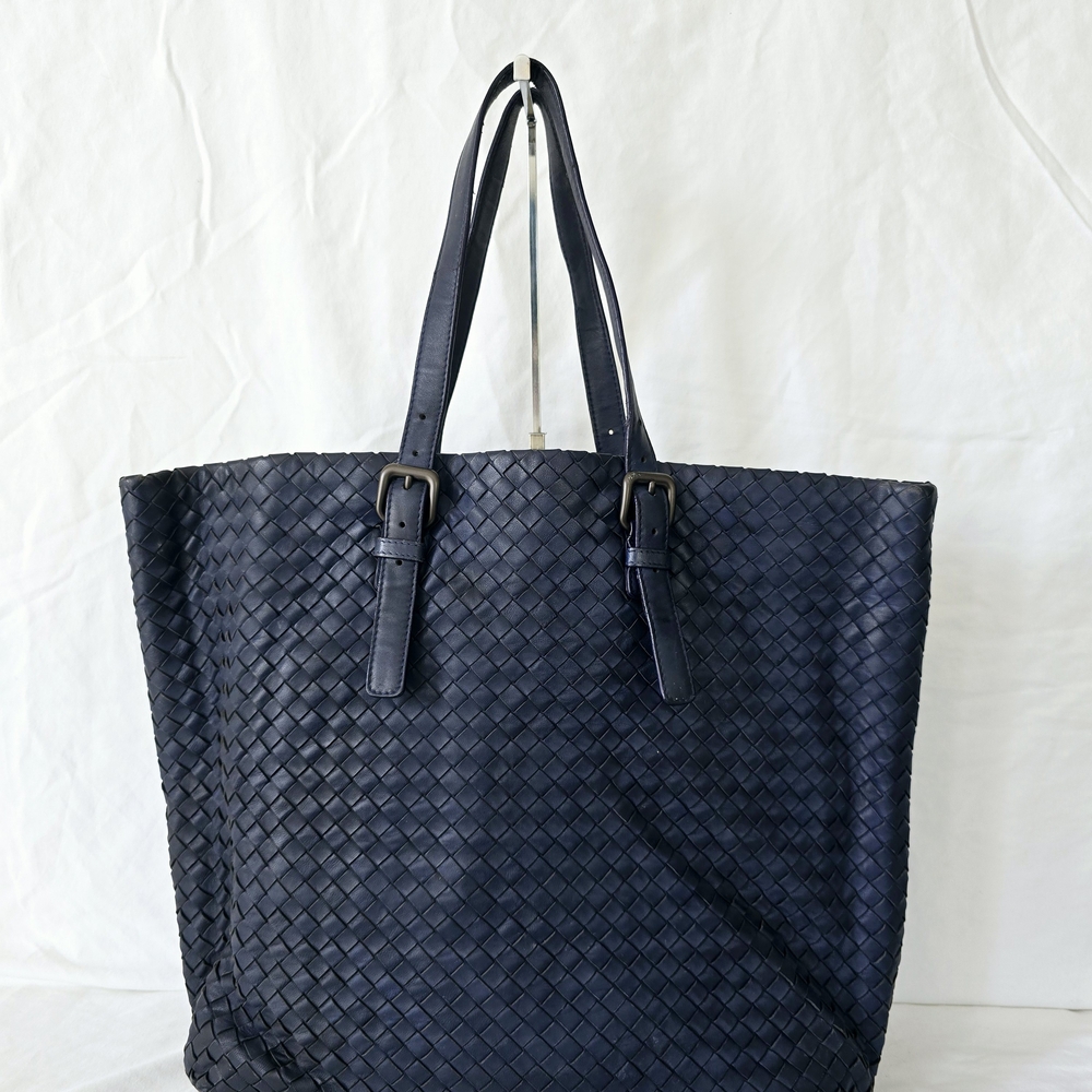 Elegant Navy Blue Woven Tote Bag